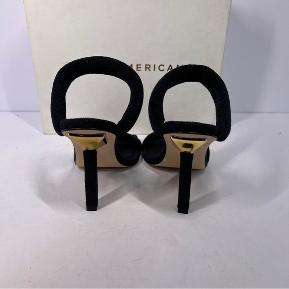 Good American Terry Cloth Square Toe High Heels Shoes Black Size 7.5 - Picture 5 of 13